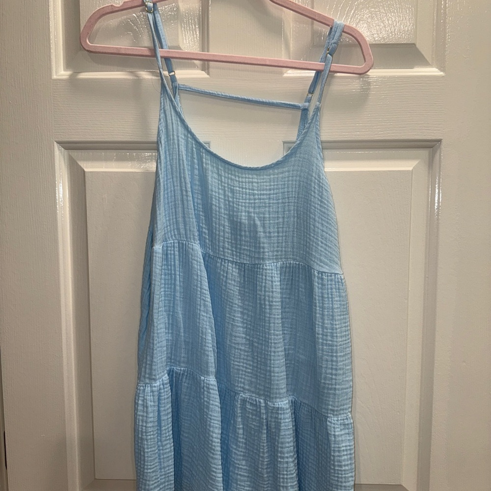 Light Blue Sleeveless Tiered Dress